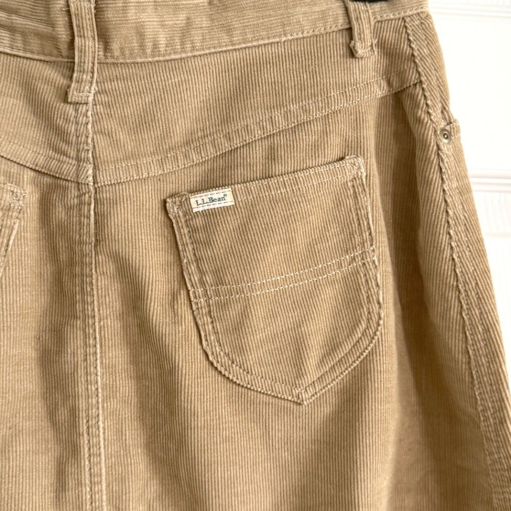 Vintage L.L. Bean Corduroy‎ Midi Skirt Tan Khaki High Waisted A-Line Size 12 USA - Picture 4 of 12